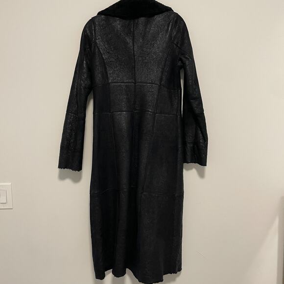Vintage Elegancia Real Shearling Long Black Overcoat Women's Medium (runs small) - Picture 2 of 9